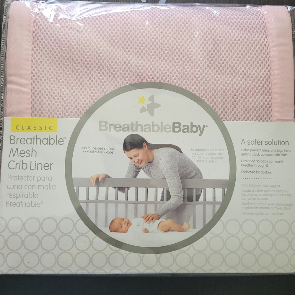 BreathableBaby Baby Breathable Mesh Crib Liner Classic Pink | Newborn | New